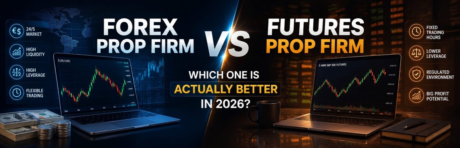 See which Forex firm is better for you in 2026: Prop Firm or Futures Prop Firm?